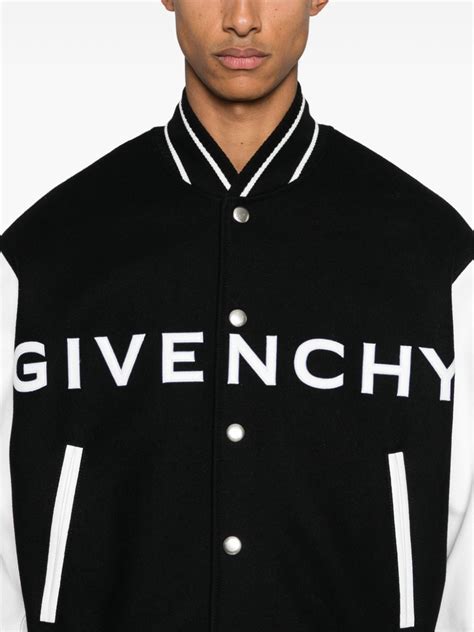 givenchy men leather sleeves bomber jacket